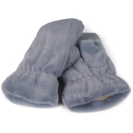 styleBREAKER 09010049 Women's Fingerless Gloves Made of Cuddly Faux Fur - Warm Plain Winter Gloves in Teddy Fur Look, gray