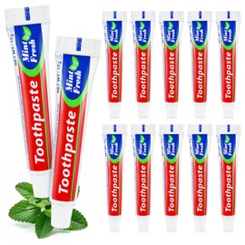 10 Tubes Bulk Travel Size Mini Toothpaste, 0.35 oz Disposable Mint Flavor Pocket Teeth Paste Small Essential Toothpaste for Travel, Home/Hotel/Guests/Charity/Homeless/Camping Oral Care (Single Use)