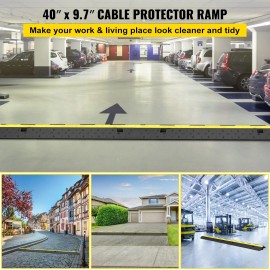 2 Channel Cable Protector Ramp 5-Packs Modular Rubber Speed Bump 11000 LBS Load Capacity Protective W Speed Bump Hump RampQuantity: 5
