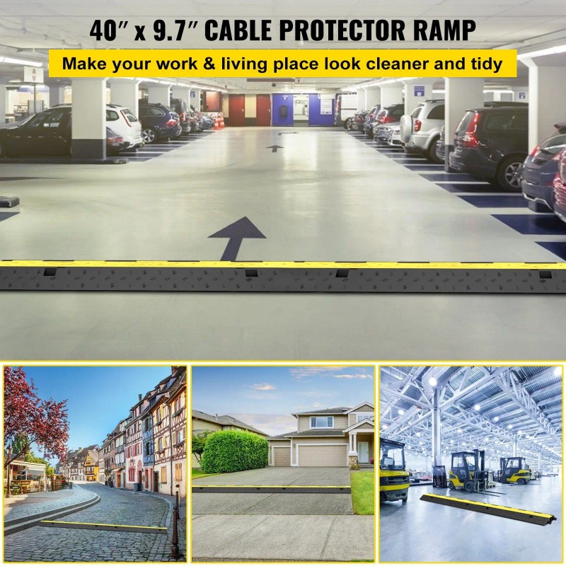 2 Channel Cable Protector Ramp 5-Packs Modular Rubber Speed Bump