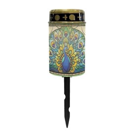 Fuojuvelie Grave Decorations for Cemetery Peacock Cemetery Solar Lights for Grave Waterproof Dusk to Dawn Sensor Grave Lamp Bereavement Gifts