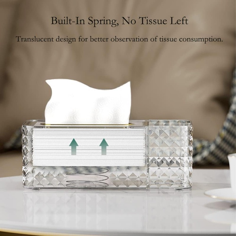 shilanmei Tissue Box Cover,Multifunctional Tissue Box Acrylic Desk Organizer Reusable