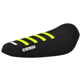 Enjoy Mfg Ribbed Seat Cover - Compatible Fit for Luna Float Sur Ron Sur-Ron Light Bee MX & X E-Bike #348 (All Black w/Neon Yellow Ribs)