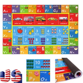 Unbranded Kids Educational Alphabet Letter Abc Numbers Interactive Area Rug Anti Skid Mat - 100*160cm/39.37"*62.99"