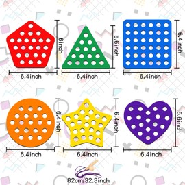 JRHPSUPER Threading Toys Toddlers Fruits Vegetables Geometric String Lacing Beads Wooden Educational Toys (Red)