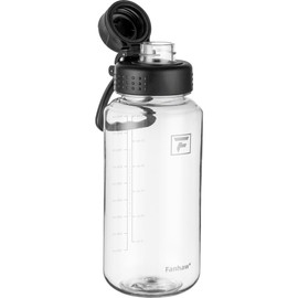 Fanhaw 32 oz Clear Water Bottle with Fast-Flow Spout Lid, BPA-Free Tritan, Wide Mouth, Leakproof, Reusable Bottle for Gym, School, Office, Travel (Clear&Black)
