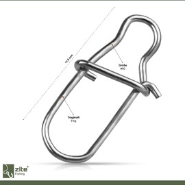 Zite Fishing Carabiner Snaps Fishing Set - 30 Pieces #00 Fishing Swivels 9 kg - Hanger for Trout Bait, Bass Bait, Zander Bait, Spin Fishing