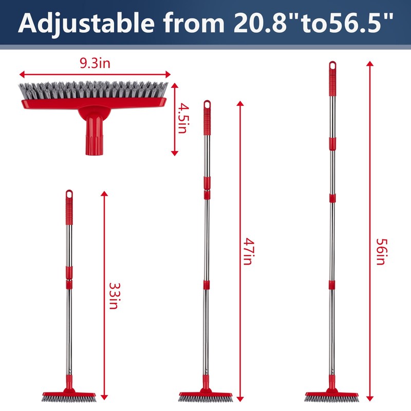 ITTAHO 2 Pack Grout Brush with Long Handle, Swivel Cleaning