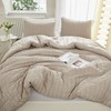Litanika King Size Comforter Set Khaki, 3 Pieces Lightweight Seersucker