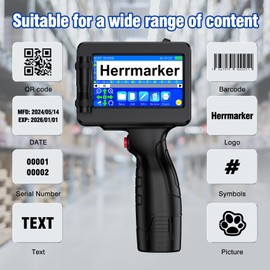 Handheld Inkjet Printer Gun TIJ314, Date Printing Machine with 42ml Quick-Drying Ink Cartridge, 4.3" Touch Screen Handheld Printer for Barcode,Text,QR Code,Batch Number on Carton Plastic Tube Metal