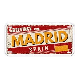 Squiddy Greetings from Madrid Spain - Vinyl Sticker Decal for Phone, Laptop, Water Bottle (4" Wide)