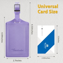 Travelambo Luggage Tags for Suitcases Faux Leather Privacy Protection 2 Pack Bag Tags Travel Accessories Essential, Classic Purple