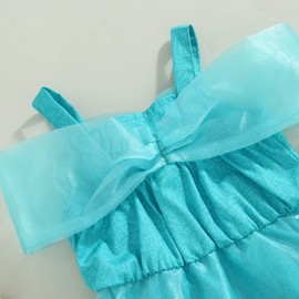 Tempura Baby Girls Princess Casual Tutu Romper Blue Short Sleeve Off Shoulder Tulle Romper (Blue, 0-6 Months)