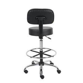 Boss Office Products B16245-BK Be Well Medical Spa Drafting Stool with Back, Black