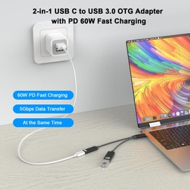 High-Speed USB-C to USB OTG Adapter, 2-in-1, Fast Charging, Data Transfer, Portable(Black)