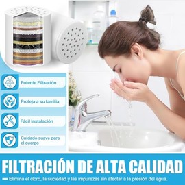 Cabezal de Ducha de 6" con 15/20/25 Etapas Filtro de Agua Para Regadera | 3Pcs Cartuchos Filtro de Ducha Reemplazo para Elimina Cloro, Impurezas y Olo