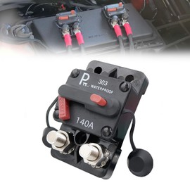 parts PTT Hi-Amp Circuit Breaker T3+Switch with Manual Reset, Water Proof, Side by Side Stud (140A)