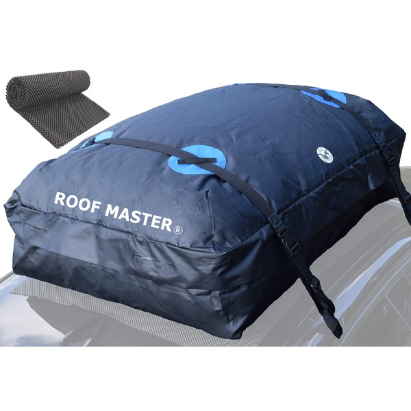 P.I. AUTO STORE Rooftop Cargo Carrier - 16 Cubic Foot, Waterproof Car Roof Bag and Protective Mat - Storage Carriers for Vehicles with or Without Roof Racks