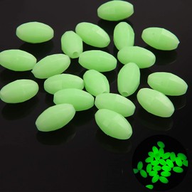 Glow Fishing Beads Saltwater, 100/200 pcs Hard Plastic Luminous Fishing Beads Glow in Dark Fish Beads Oval Egg Bead Lure Tackle for Fishing Rigs