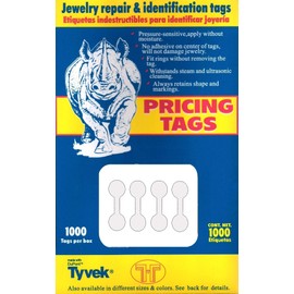 Jeweller Repair, Price and Identification Tags, 12mm 1000pcs (White)