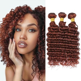 Color 33 Auburn Brown Deep Wave Human Hair Bundles 24 26 28 Inch Designed To Impress With Its Vibrant Color and Exceptional Softness