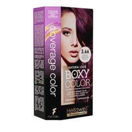 BOXY COLOR Coloring Kit - Professional Permanent Hair Dye with Vegetal Protein for Intense Shiny, Silky Color and 100% Gray Coverage (3.66 Dark Violet Chestnut)