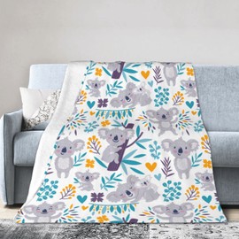 Koala Bear Blanket Super Soft Warm Bed Bedding Throw Blankets for Couch Bedroom Sofa Office Car, All Season Cozy Flannel Plush Blanket Gifts for Girls Boys Kids Adults, 60"X50"