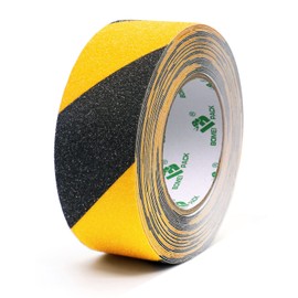 Cinta Antideslizante, 50mm x10m, Negro-Amarillo, Cinta Adhesiva Antideslizante para Escaleras, Peldaños, Escalones en Interiores y Exteriores, Tiras de Seguridad Antideslizantes, BOMEI PACK