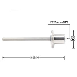 Sanitary Stainless Steel Thermometer Well 6" Length with tri clamp Adaptor 11/2" x Female NPT 1/2" Thermometer Connection