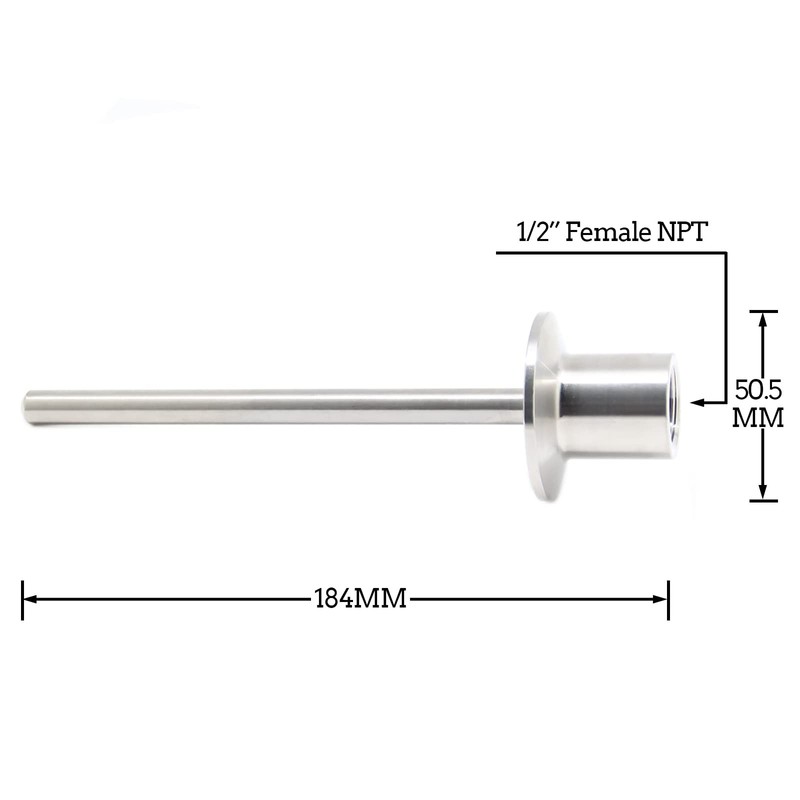 Sanitary Stainless Steel Thermometer Well 6" Length with tri clamp