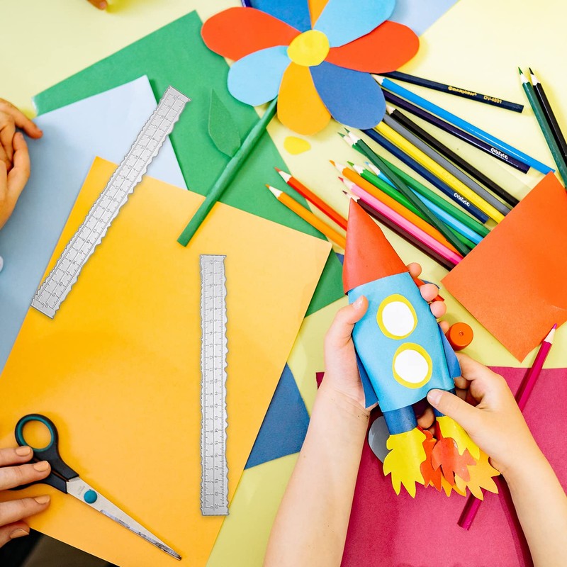 2pcs Irregular Edge Ruler, Metal Craft Ruler 8.4 x 1