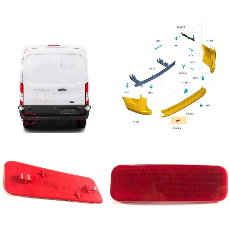 Rear Right & Left Bumper Markers Reflectors FOR FORD TRANSIT