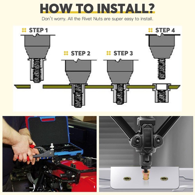 Mardatt Metric Hex Rivet Nut Assortment Kit Carbon Steel Hex