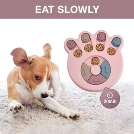Paw Print Shaped Slow Feeder for Dogs, Pink