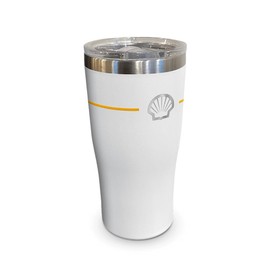 Shell 20 oz Tumbler With Double Wall Insulation and Clear Spill Proof Lid- White