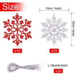 MELLIEX Pack of 24 snowflakes Christmas decoration, Christmas tree decorations, glitter snowflakes decoration, hanging ornaments, Christmas tree decorations, snowflake pendants.