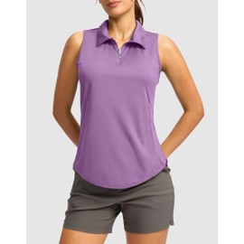 SANTINY Women's Golf Shirts Tank Tops Sleeveless Tennis Polo Racerback with Collar Athletic Tanks Quick Dry (Purple_S)