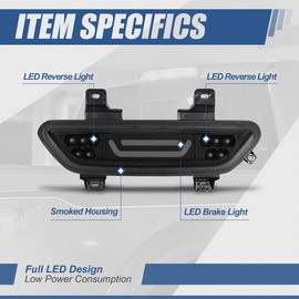 Auto Dynasty 3D LED Bar Tinted Housing Third Rear Tail Brake Light Reverse Lamp Compatible with Ford Mustang 15-18