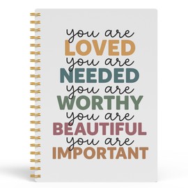FGFK Boho Inspirational Quotes Spiral Notebook Journal, Positive Affirmation Journal for Women, You Are Loved Needed Worthy Beautiful Motivational Notebook, 5.5x8.3 Inches 322