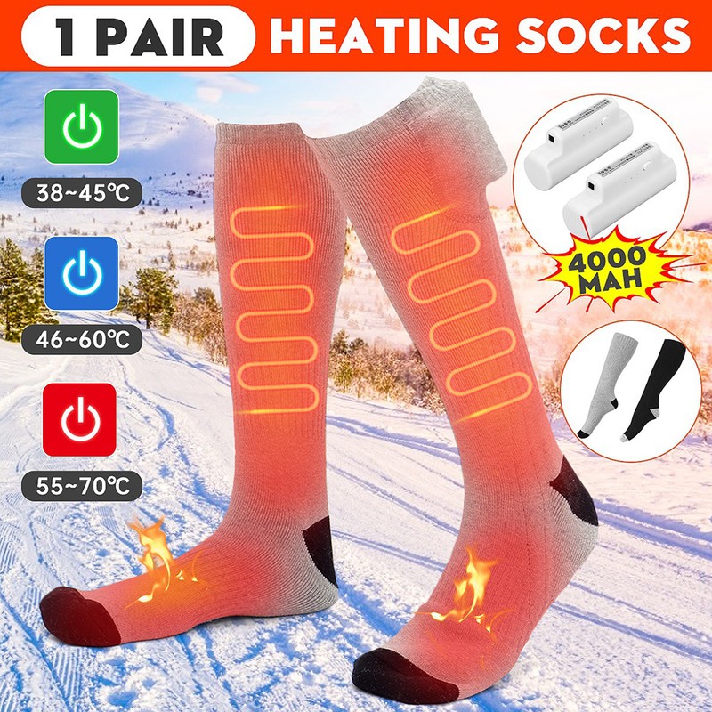 Outdoor Electric Heating Socks Rechargeable Heating Foot Warming Socks Temperature