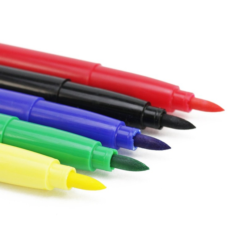 com-four® 5 x Textile Markers Fine Tip Laundry Markers in