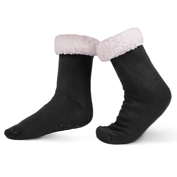KFUBUO Womens Slipper Socks with Non Skid Bottoms Fleece-Lined Warm