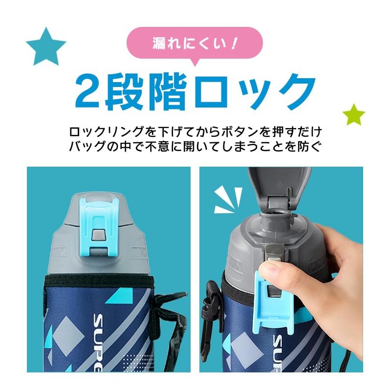 Iris Ohyama DBR-1000 Vacuum Insulated Direct Bottle, Black x Blue