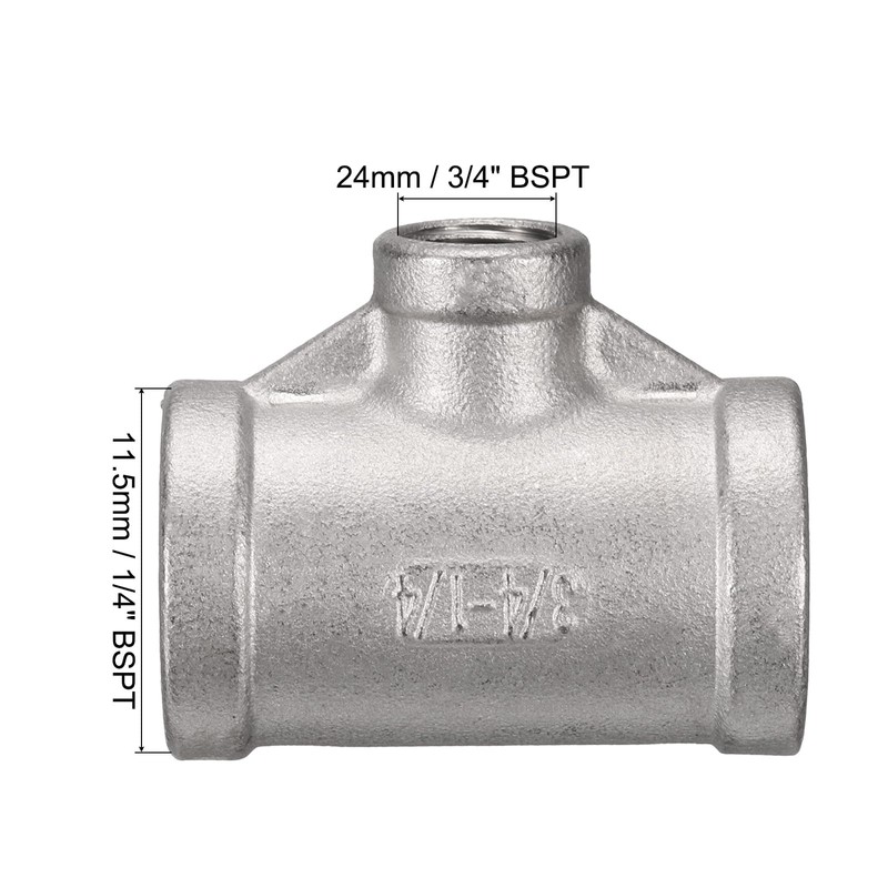 sourcing map Stainless Steel 304 Cast Pipe Fitting 3/4 BSPT