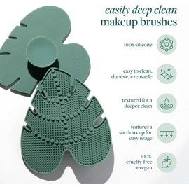 EcoTools - Almohadilla limpiadora de brochas de maquillaje, alfombrilla limpiadora de brochas para herramientas de limpieza profunda, uso con champú, 100% silicona, fácil de limpiar, cuenta con