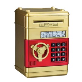 Tropchou Piggy Bank with Dial Lock ATM Security Password Bank Money Coin Saving Bank Automatic (Gold)