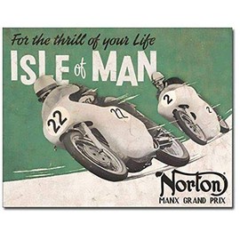 Norton - Isle of Man British Motorcycles Retro Garage Decor Metal Tin Sign 8X12in