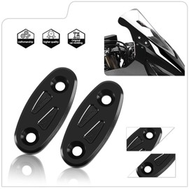 MFGZD Motorcycle Mirror Block Off Base Plates Compatible With CBR650R CBR650F CBR500R CBR300R CBR250R CBR400R 2019-2024 2PCS CNC Aluminum Rearview Mirror Block Off Base Decorative Plate (Black)