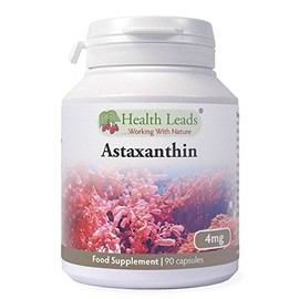 Astaxanthin 4mg x 90 Capsules (100% Pure & Additive Free Food Supplement, High Strength, Powerful Antioxidant, from Natural Haematococcus Pluvialis Red Algae, UK Manufactured