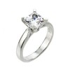 CZ Engagement Rings High Polish 925 Sterling Silver Princess-Cut Four-Prong